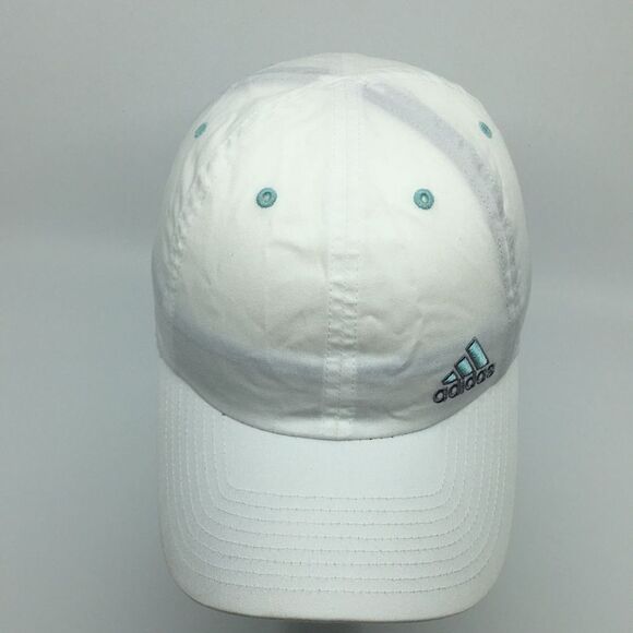 Adidas White/Teal Velcro Back Climalite lightweight Running Hat - Picture 5 of 14